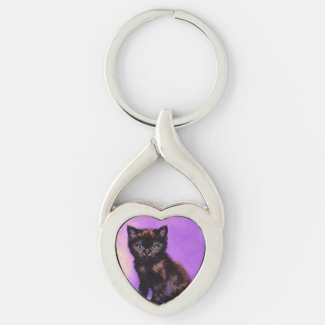 Chaveiro Gogh Style Purple Cat (Frente)