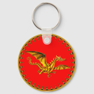 Chaveiro gold dragon on red