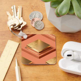 Chaveiro Gold square stepped platforms with metallic