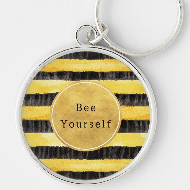 Chaveiro Gold Yellow Black Bee Stripes (Frente)