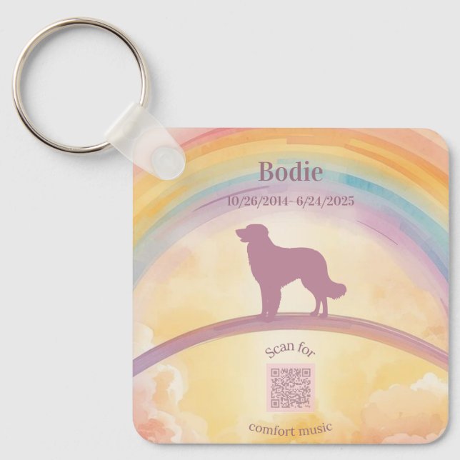 Chaveiro Golden Retriever Memorial Keychain Rainbow Bridge (Frente)