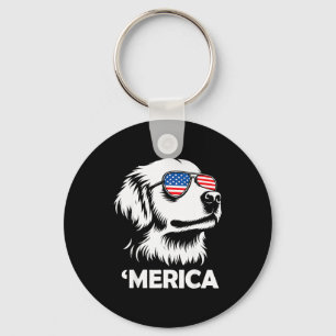 Chaveiro Golden retriever merica cão patriótico 4 de julho