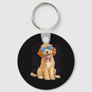 Chaveiro Goldendoodle 4 de Julho Patriótico Golden Doodle D