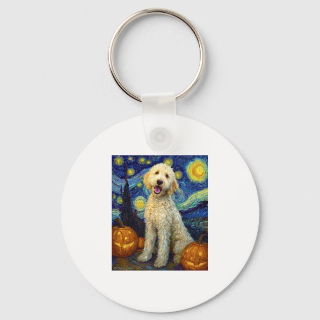 Chaveiro Goldendoodle Cachorro Cachorro das Bruxas Jack O L (Frente)