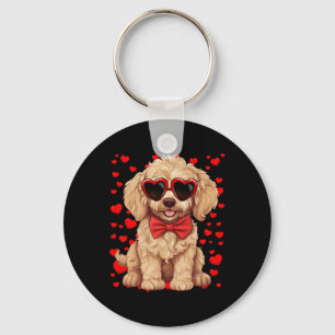 Chaveiro Goldendoodle Coração Sungles Gravata Borboleta Dia