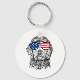 Chaveiro Goldendoodle Doodle Cachorro Patriótico EUA 4 De J