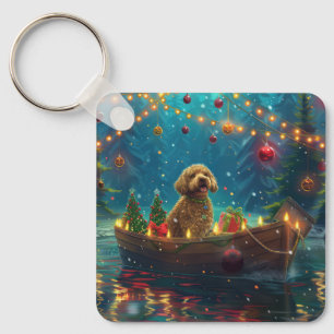 Chaveiro Goldendoodle Natal Viagem Festiva