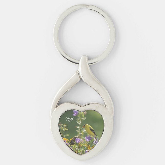 Chaveiro Goldfinch em uma Flor Harebell (Frente)