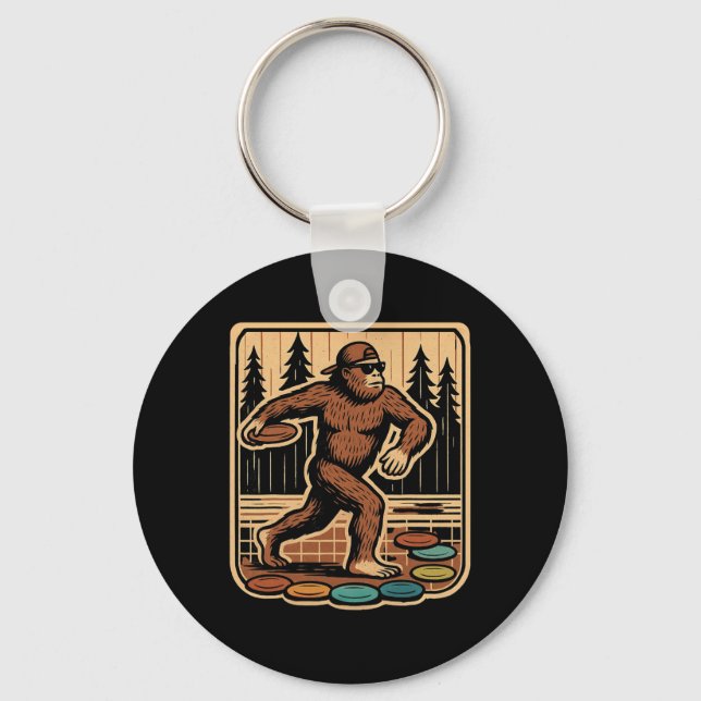 Chaveiro Goleador de Disco Sasquatch Disc Golf Engraçado  (Frente)