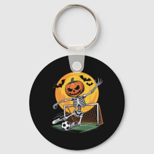 Chaveiro Goleiro de Esqueleto de Abóbora Futebol Halloween 