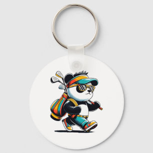 Chaveiro Golf Novelty Panda Golfing Mulheres Crianças Engra