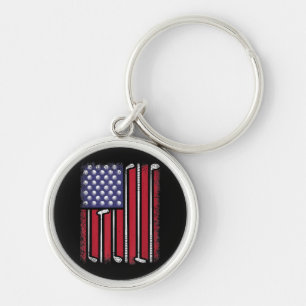 Chaveiro Golfe Engraçado Bandeira Americana Golf Player Vin
