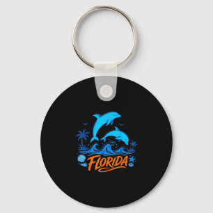 Chaveiro golfinho da Flórida ondas do oceano design diverti