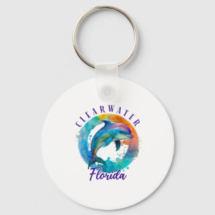 Chaveiro Golfinho de Aquarela Feliz de Clearwater Flórida