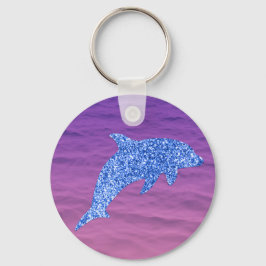 Chaveiro Golfinho De Brilho Azul No Mar Rosa E Roxo