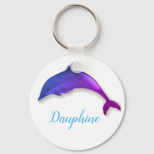 Chaveiro Golfinho roxo, branco - adicione nome