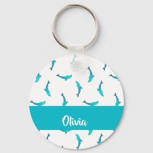 Chaveiro Golfinhos azuis em branco