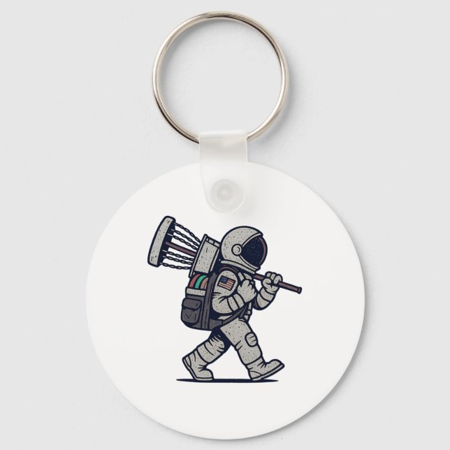 Chaveiro Golfista de Disco Astronauta Divertido Golfe de Di (Frente)