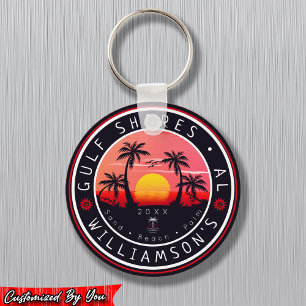 Chaveiro Golfo Shores Alabama Retro Sunset Souvenirs 80s