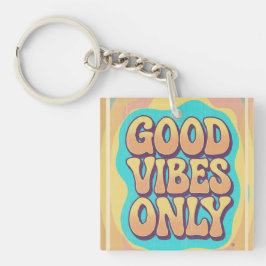 Chaveiro Good vibes only retro groovy style