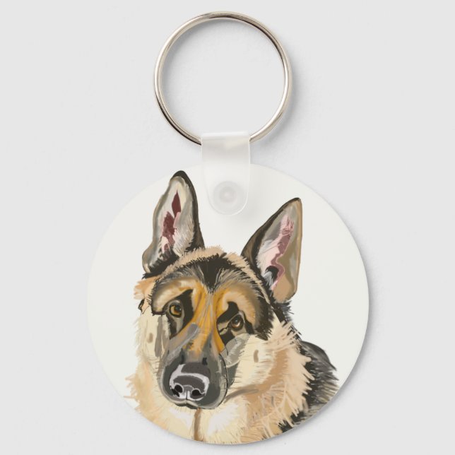 Chaveiro Gorgeous German Shepherd, Alsation Dog Drawing Key (Frente)