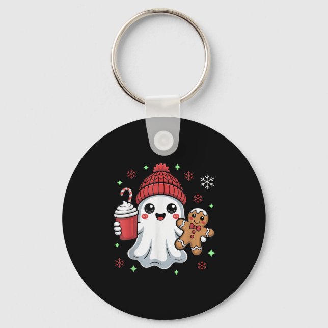 Chaveiro Gorrito Fantasma Retro Natal Festa de Natal Xmas C (Frente)