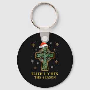 Chaveiro Gorro de Papai Noel da Fé Cristã Cruz Céltica Irla
