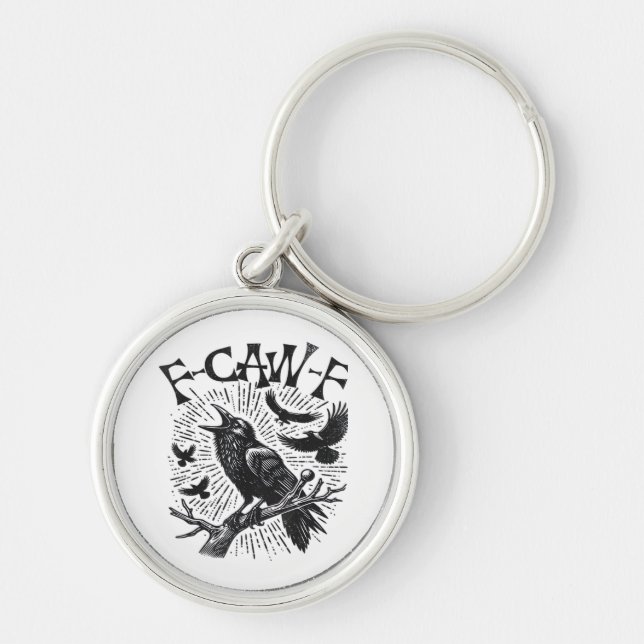 Chaveiro Gothic Crow F-Caw-F Humor Funny Essential Retro Cl (Frente)