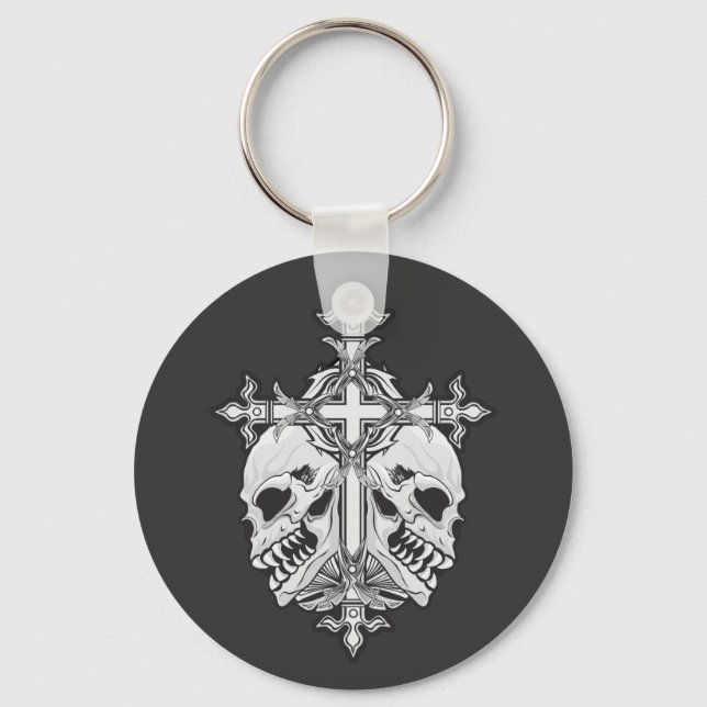 Chaveiro Gótica Cross and Skulls (Frente)