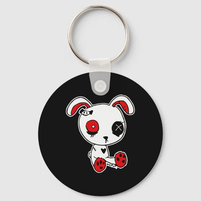 Chaveiro Gótico Bunny Lazy Halloween Figurume Assustador Gó (Frente)