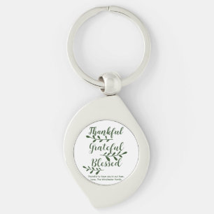 Chaveiro Graças Grata, abençoado e verde-escuro, script per