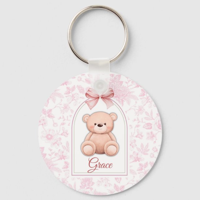 Chaveiro Grace | Design de Enfermeiro de Urso Rosa Personal (Frente)