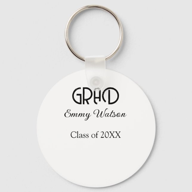 Chaveiro Grad bold letter graduation name class of 20XX sim (Frente)
