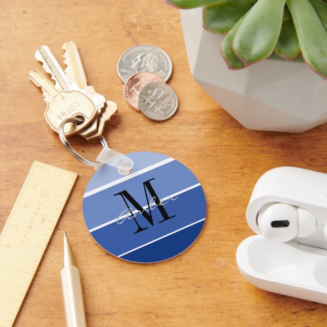 Chaveiro Gradiente Listrado Azul Personalizado (Mesa)