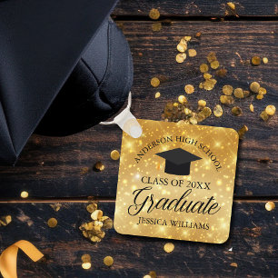 Chaveiro Graduação Chic Brilho Dourado Personalizada Gradua