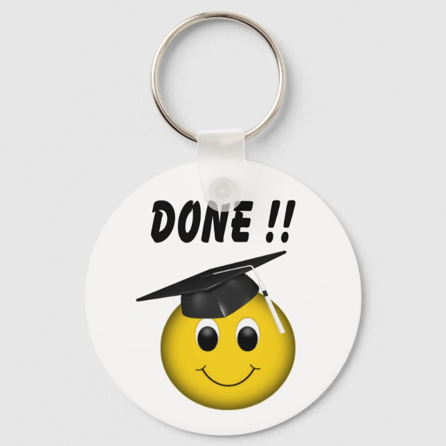 Chaveiro Graduação "Concluída" Engraçado Emoji (Frente)