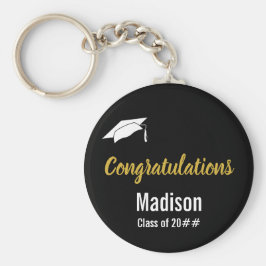 Chaveiro Graduação Dourada e Preta Personalizada