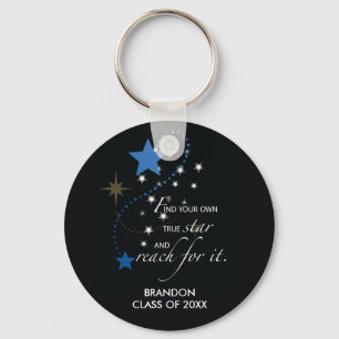 Chaveiro Graduação - estrelas azuis em preto Inspiração