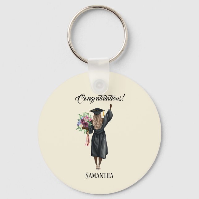 Chaveiro Graduação personalizada de aquarela (7) (Frente)