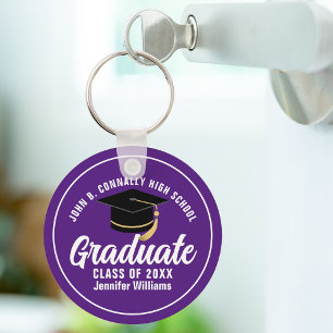 Chaveiro Graduação Personalizada do Formando Branco Roxo 20