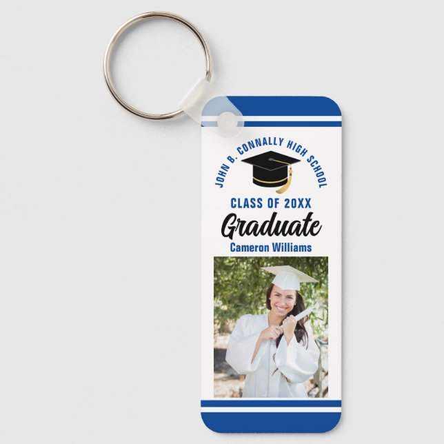 Chaveiro Graduação Personalizada para Foto do Formando Azul (Frente)