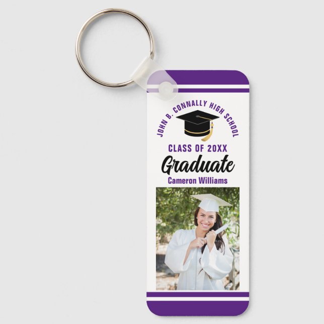 Chaveiro Graduação Personalizada para Foto do Formando Roxo (Frente)