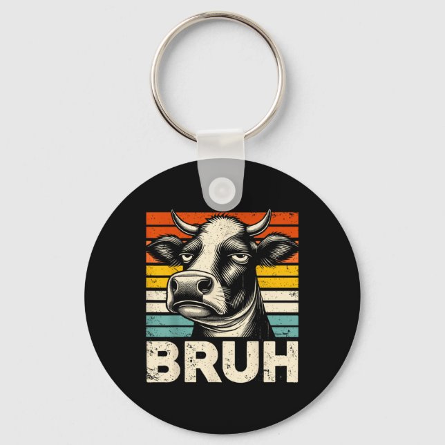 Chaveiro Gráfico Engraçado Meme Cow Bruh Para Rapazes Menin (Frente)