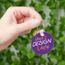 Chaveiro Gráfico roxo quadrado com laranja divertido