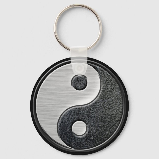 Chaveiro Gráfico Yin Yang com efeito de couro e aço (Frente)