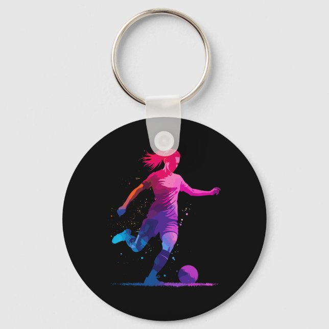 Chaveiro Gráficos de Futebol e Futebol, Para Meninas Mulher (Frente)