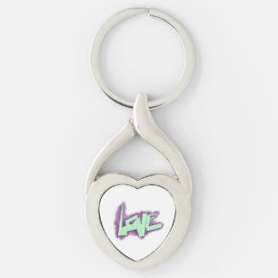 Chaveiro grafite de amor roxo verde menta tipografia pontos