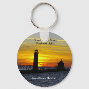 Chaveiro Grand Haven South Pierhead Lights sunset key