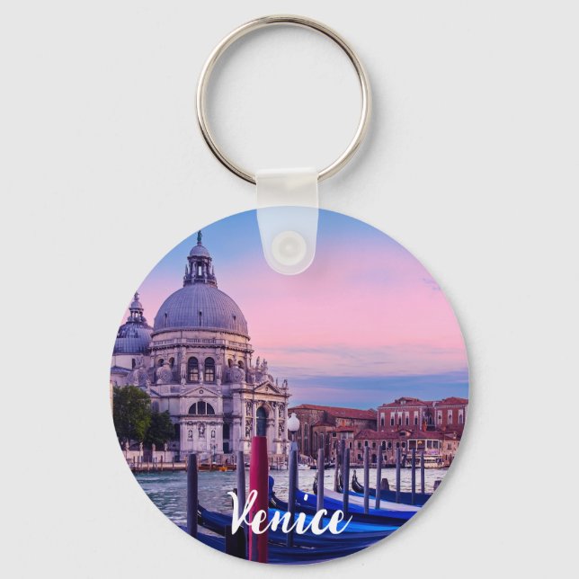 Chaveiro Grande Canal com gondolas e igreja em Veneza (Frente)