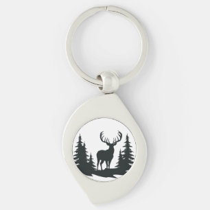 Chaveiro Grande cervo entre pinheiros em vetor 